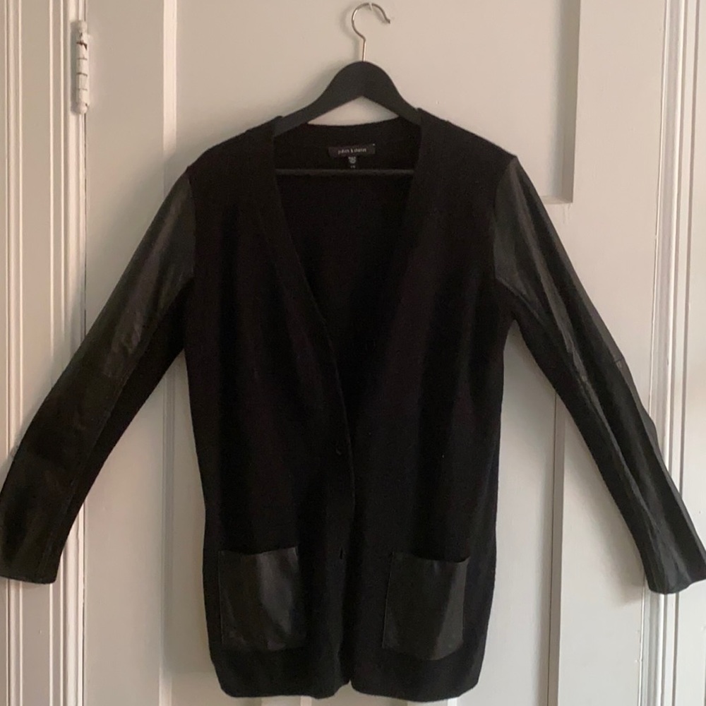 Judith & Charles leather knit cardigan